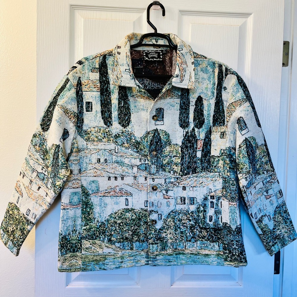 Rebel Vengeance Gustav Klimt Kirche in Cassone Scenic Tapestry Mens M Jacket Art